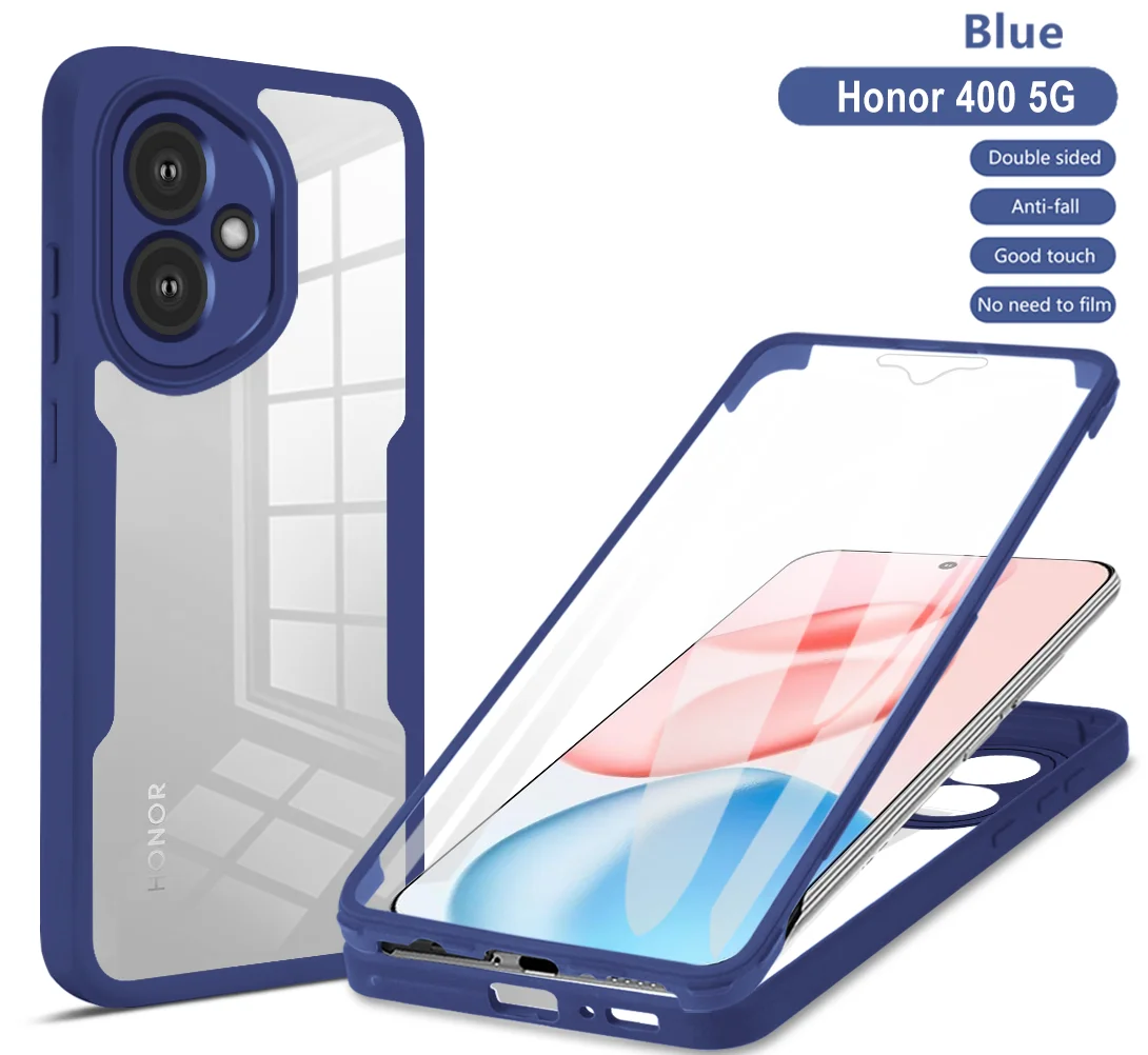 360 Full Protection Phone Case with Clear Screen and Silicone Bumper Back Cover