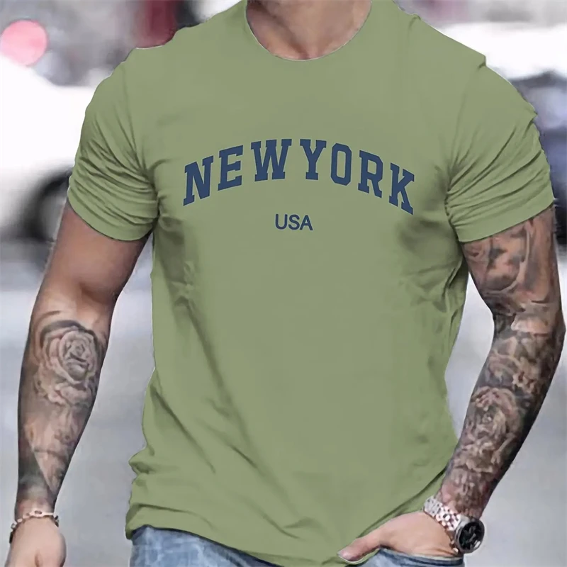 

Summer Casual USA New York Letter 3d Print Men Women T-shirts Outdoor Sportwear Oversized Gym Tops Short Sleeve Tee Shirt Homme