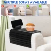 Wood Sofa Arm Tray Table Anti-Slip Armrest Organizer with 360° Rotating Phone Holder Multifunctional Sofa Armrest Tray for Snack 4