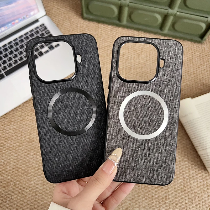 Premium Magnetic Woven Cloth Pattern Anti-Slip Protective Phone Case