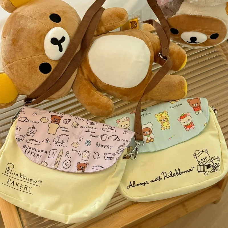 Kawaii Rilakkuma Crossbody Bag Storage Bag Pen Cartoon Cute Notebook Pencil Stationery Storage For School Gifts