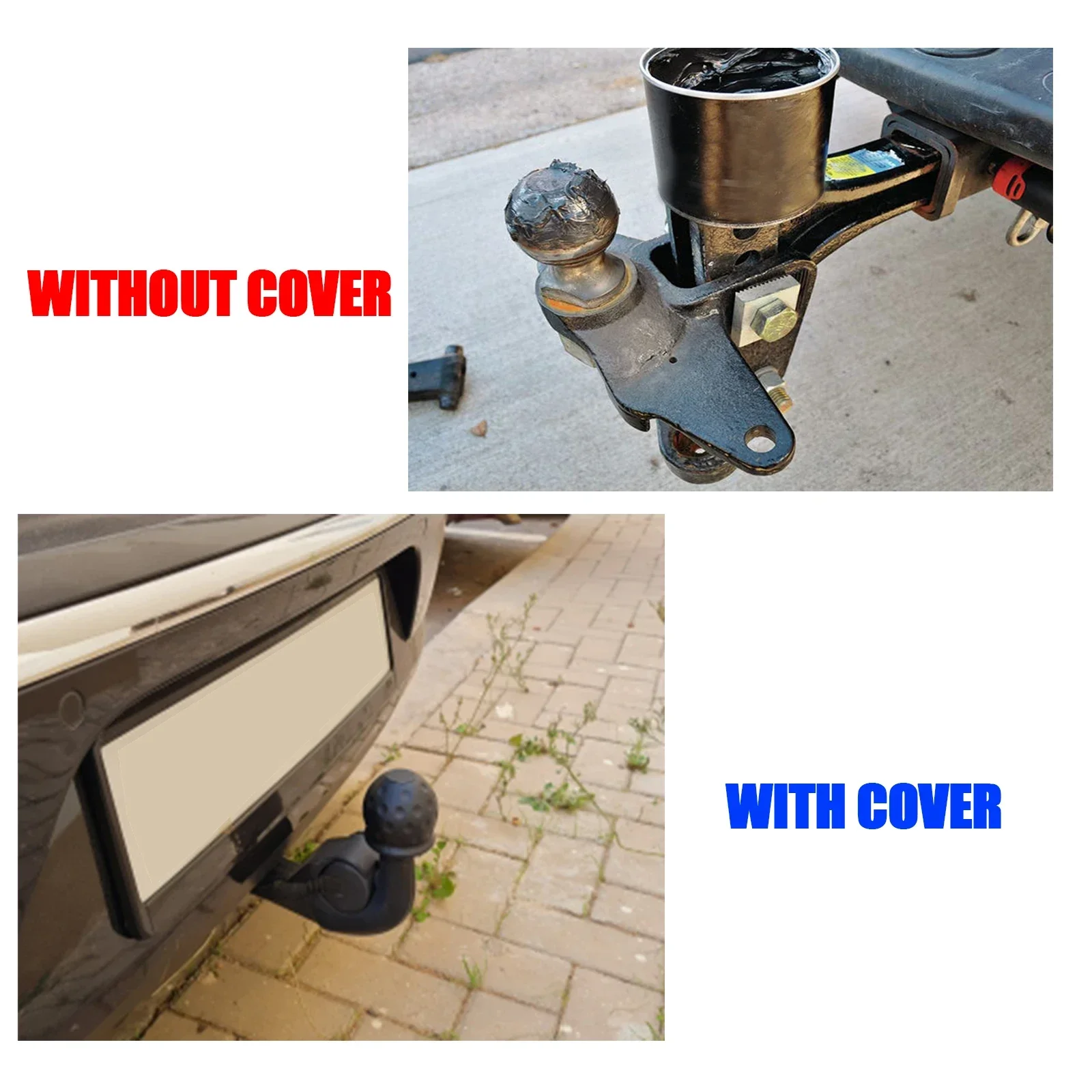 Universal 50MM Tow Bar Ball Cover Cap Trailer Ball Cover Tow Bar Cap Hitch Trailer Towball Protect Car Accessories 2pcs
