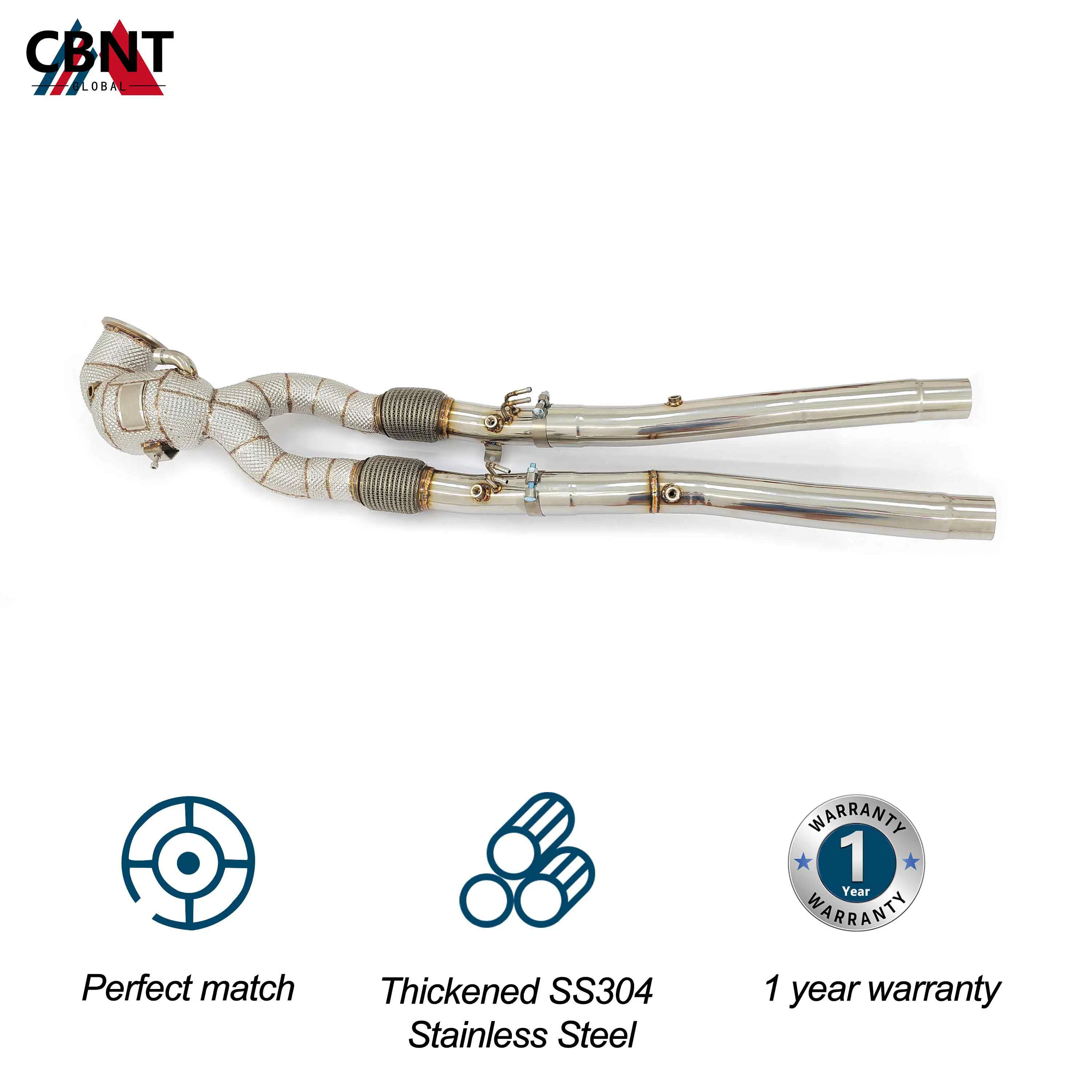 CBNT Catted/Catless Downpipe for Audi RS3 RSQ3 TTRS 2.5T with OPF Exhaust Header with Heat Shield SS304 Exhaust System