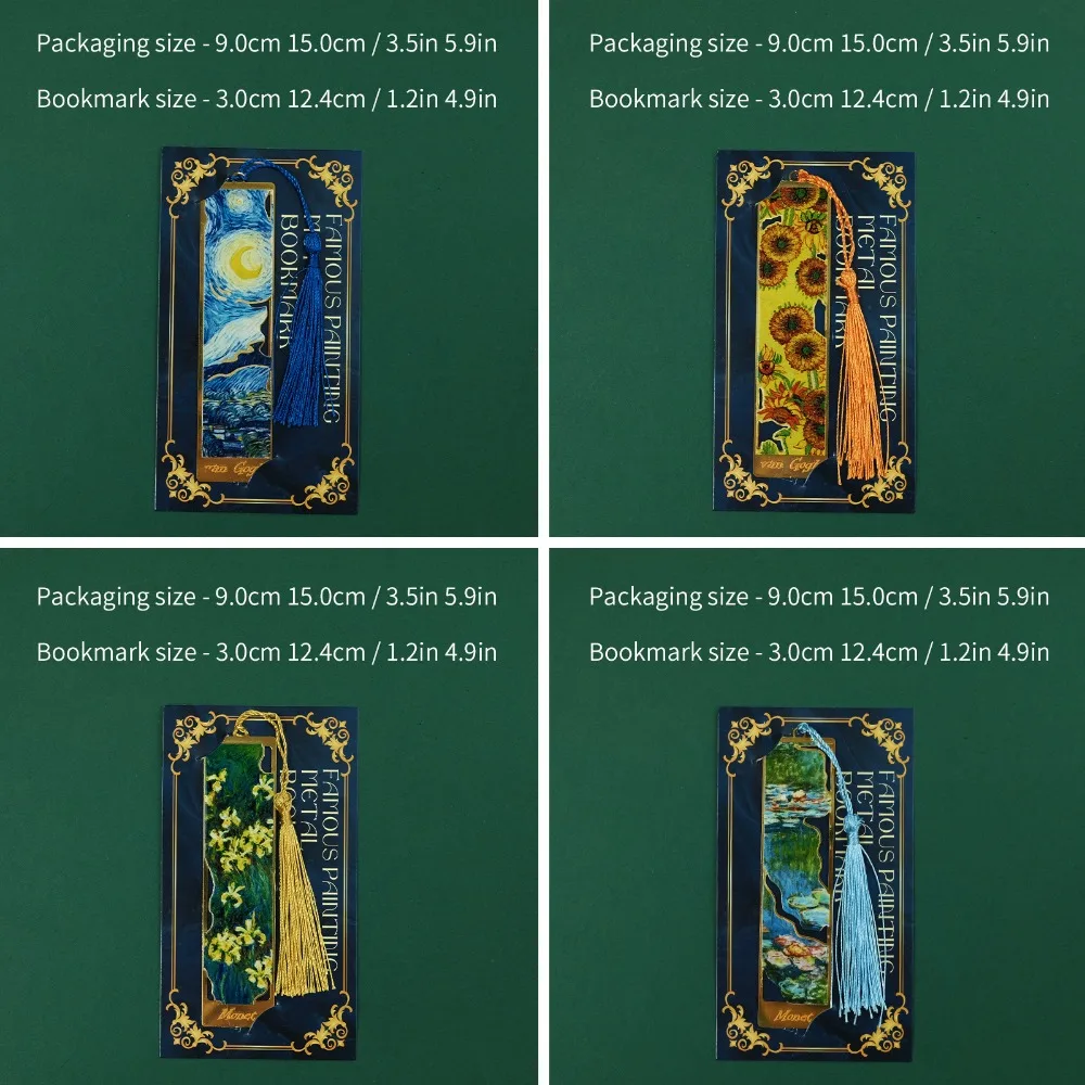 Van Gogh Oil Painting Exquisite Starry Sky Sunflower Metal Bookmarks Art Exhibition Souvenirs Gift Box Packaging Holiday Gift