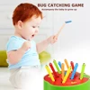 Wooden Strawberry Magnetic Bug Catching Game Educational Toddler Toy 5 Worms 1 Trematode Stick Grasping Bug Game Accessories for 1