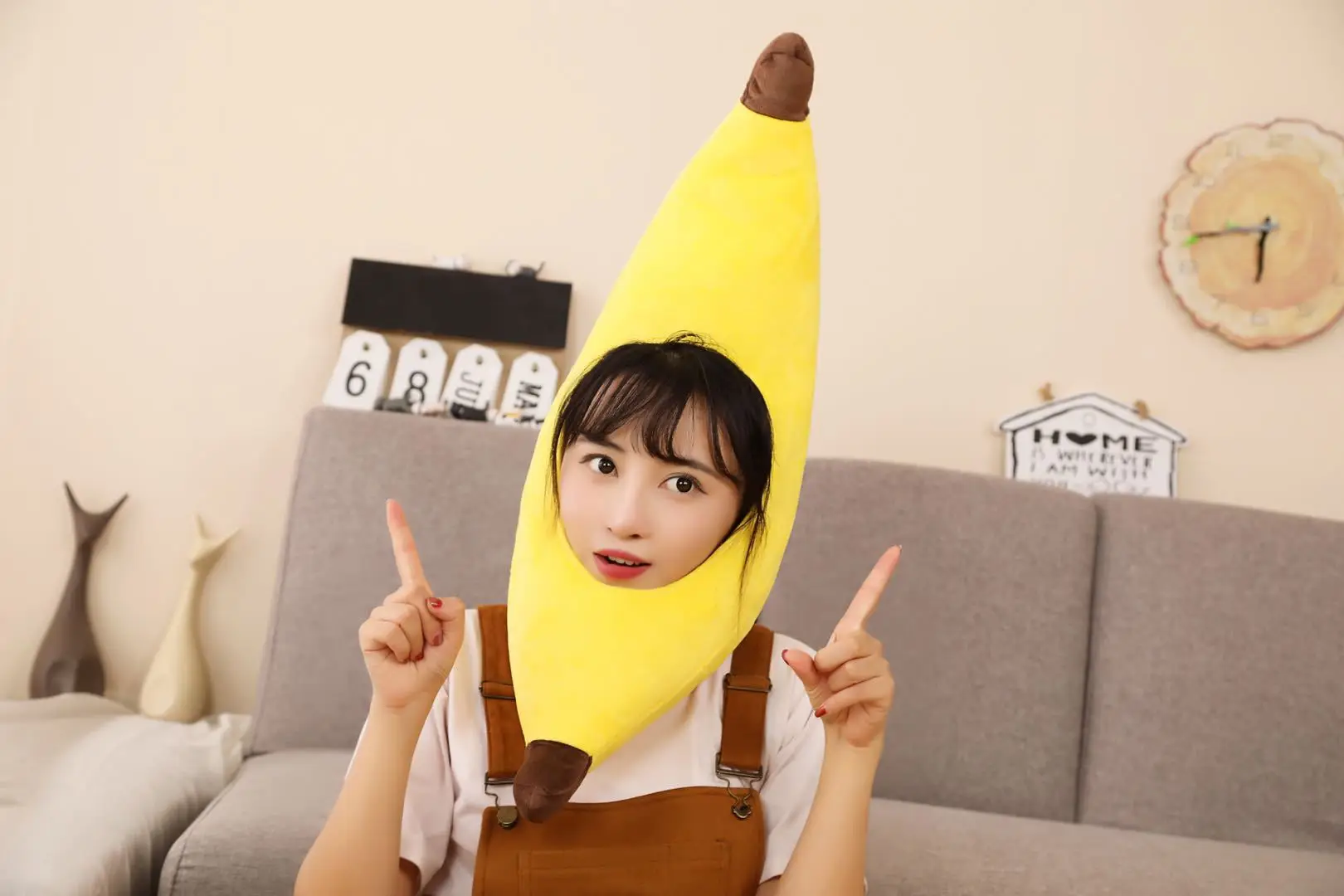 Lustige Bananen party Kostüm hut, warme Cosplay-Mütze, Cartoon Plüsch Kopf bedeckung, Abschluss ball Kopfschmuck, Haarschmuck, Karneval – Detail 8