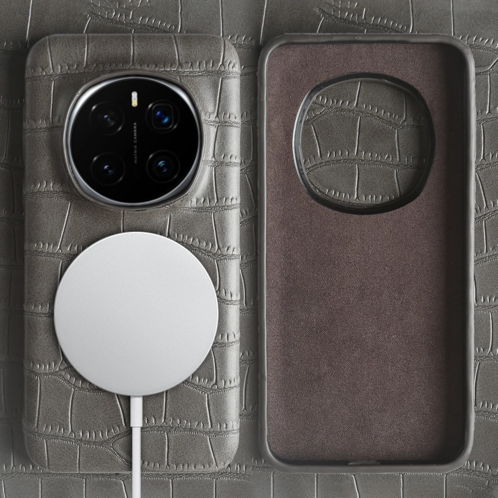 Magnetic Leather Case with Wireless Charging Compatibility
