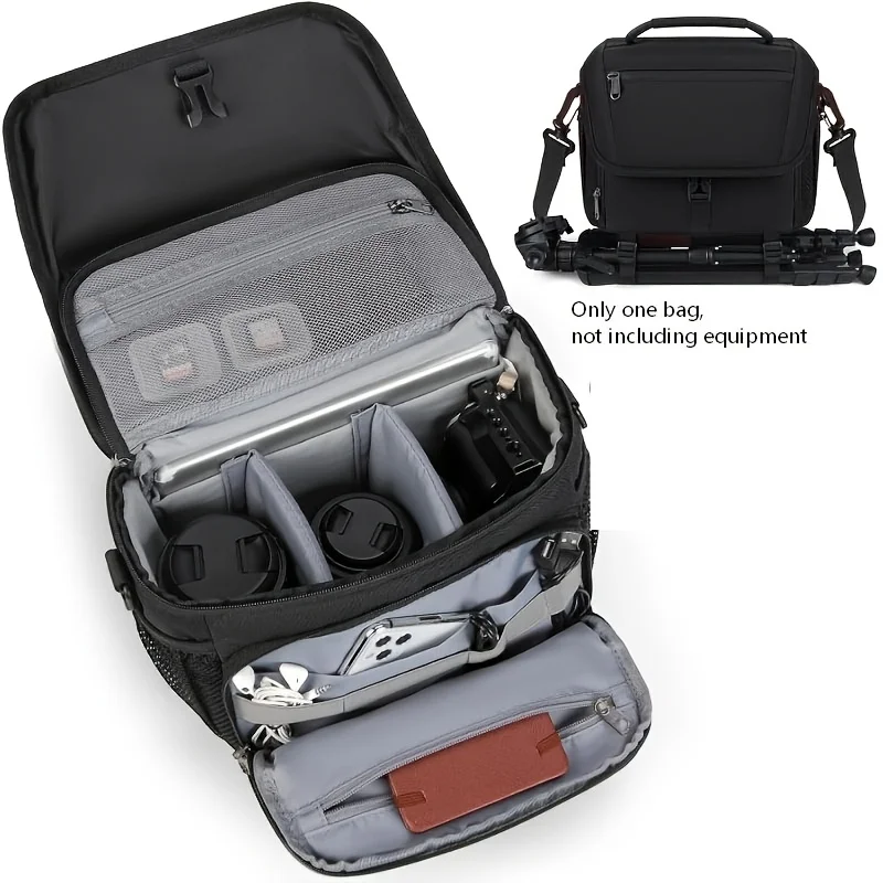 Fotoğrafçılar için Siyah Kamera Çantası, DSLR/SLR/Aynasız Fotoğraf Makinesi Çantası, Tripod Tutucu, Askılı Çanta, Çapraz Askılı Kamera Çantası