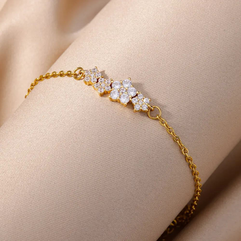 Crystal Zircon Star Bracelets Women Fashion Gold Plated Stainless Steel