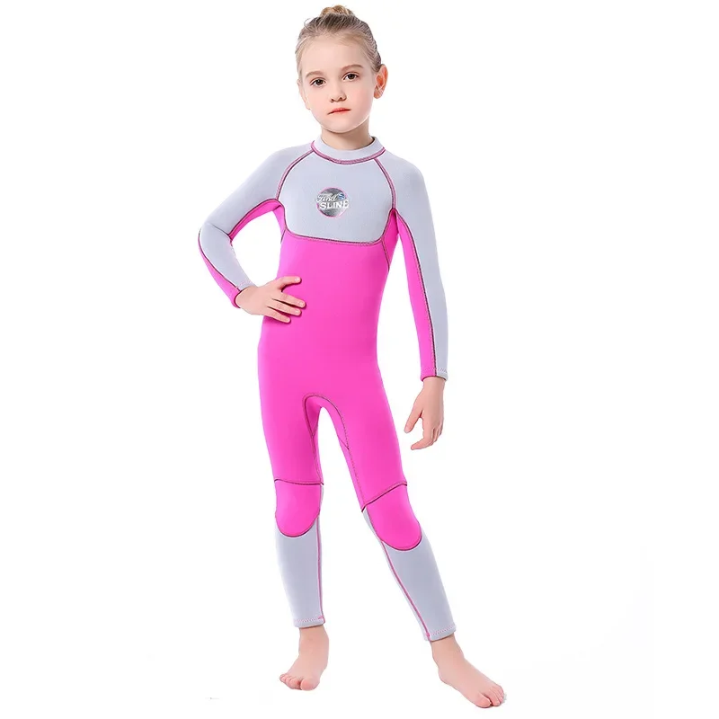3MM Neoprene Wetsuit for Girls Diving Suit Thick Cold-proof Sun-proof Clothes One-piece Set Children Surfing Snorkeling Swimwear 4