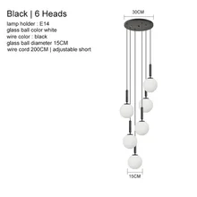  Modern LED Glass Pendant Light Brass Black Milk Ball Chandeliers Lighting For Bedroom Dining Stairs Ceiling Hanging Lamp Lustres 