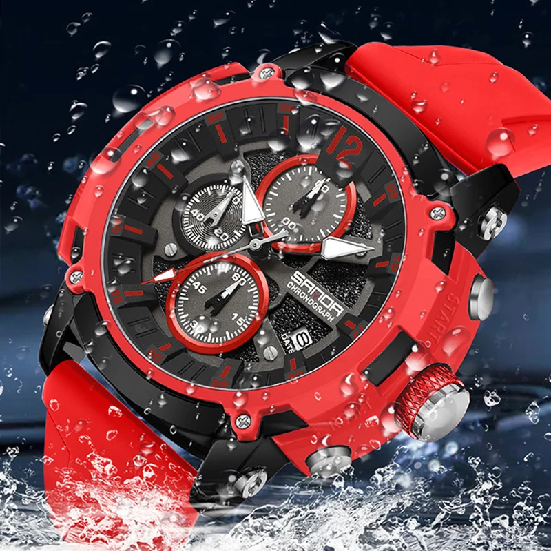 SANDA Chronograph Silicone Men Wrist Watches 2023 Top Brand Luxury For