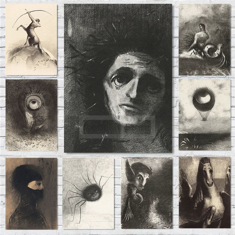 

Французский рисунок, художник Odilon Redon, постеры, черные, белые, странные принты, холст, картина маслом, художественные картины, декор для домашней комнаты