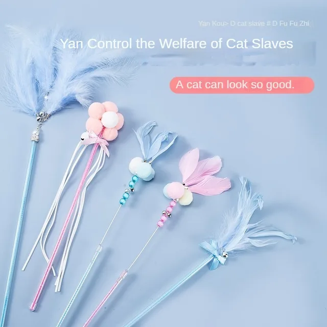 Pet Supplies Cat Toys Cat Teasing Sticks Self Play Bells Fairy Sticks Feathers  Self Fun  Bite Resistant  Long Pole  Cat Teasing 5