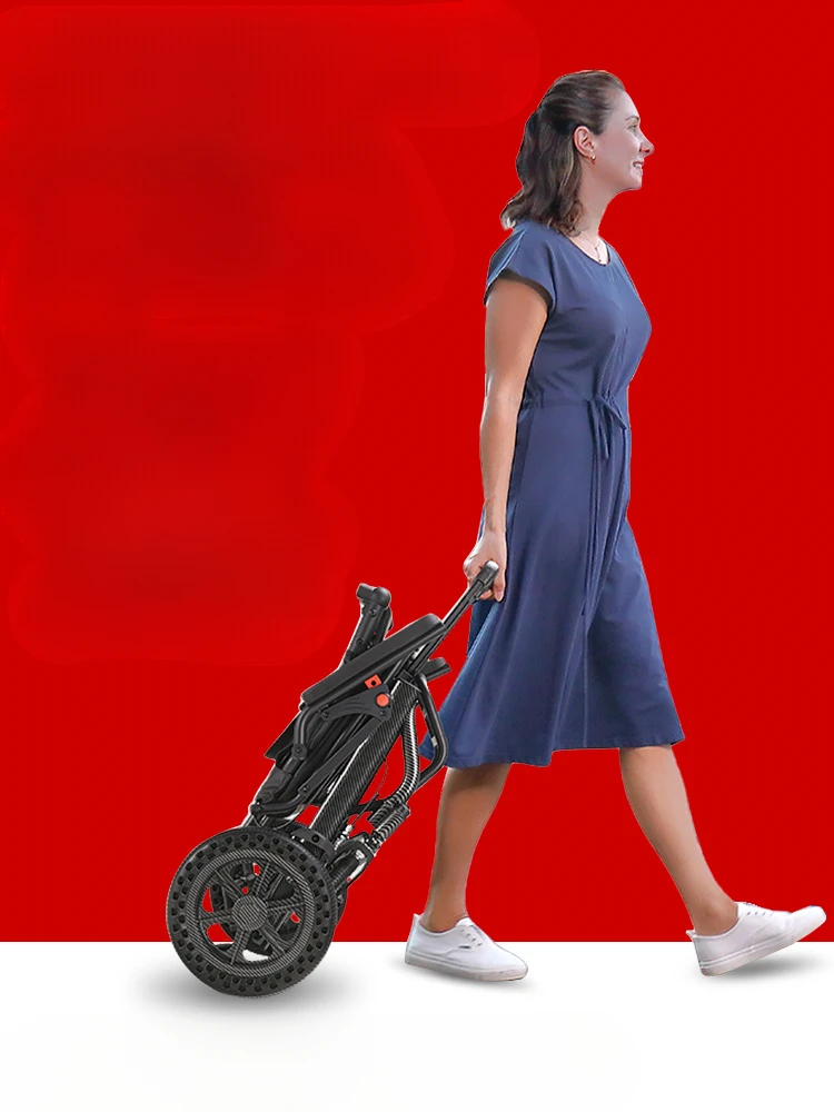 

Wheelchair Carbon Fiber Elderly Simple Compact Foldable and Portable Trolley Portable Ultra Light