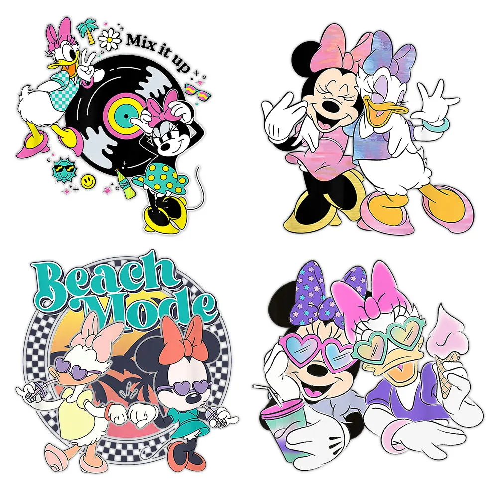 Mickey Minnie Daisy Iron On Transfers Heat Press Prints Decalcomanie Per Vestiti Adesivi A Trasferimento Termico