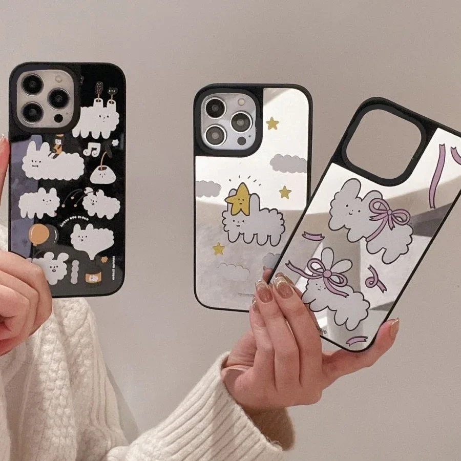

Mirror Surface Sheep Cloud Phone Case Cover for IPhone 11 12 13 14 15 Pro Max Case for IPhone 15 Pro Max