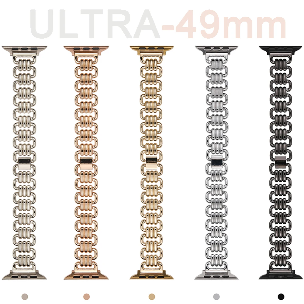 Luxury Stainless Steel Bracelet For correa  Apple Watch Ultra 49mm strap 45mm For iwatch series 6 5 7 bands 41mm Couple's strap