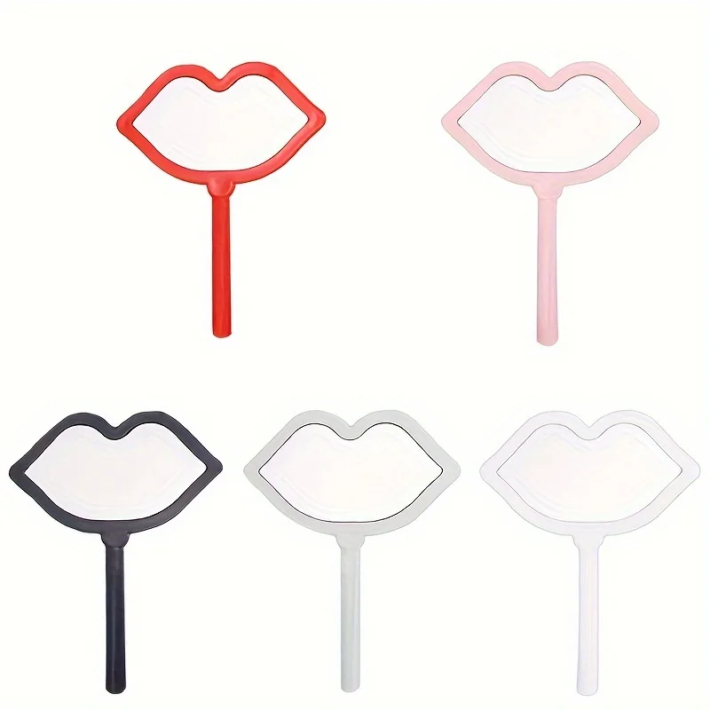 New Household Lip-shaped Handheld Mirror with High-definition and Convenient Handle