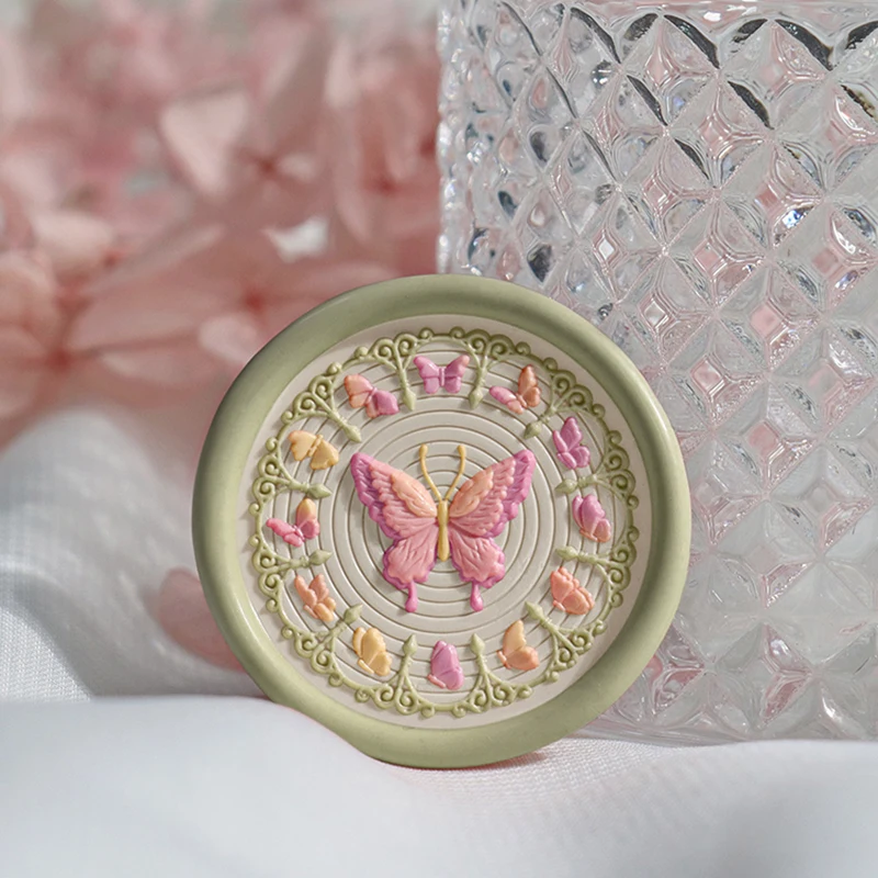

Embossed Butterfly Wax Stamps Reincarnation Series Fire Stamps Pure Copper Material Stamp Header Wedding Invitation Wax Stamps