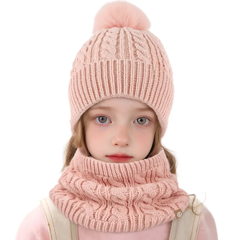 Winter clothes casual keep warm fur glove thickening hat set children Neck scarf