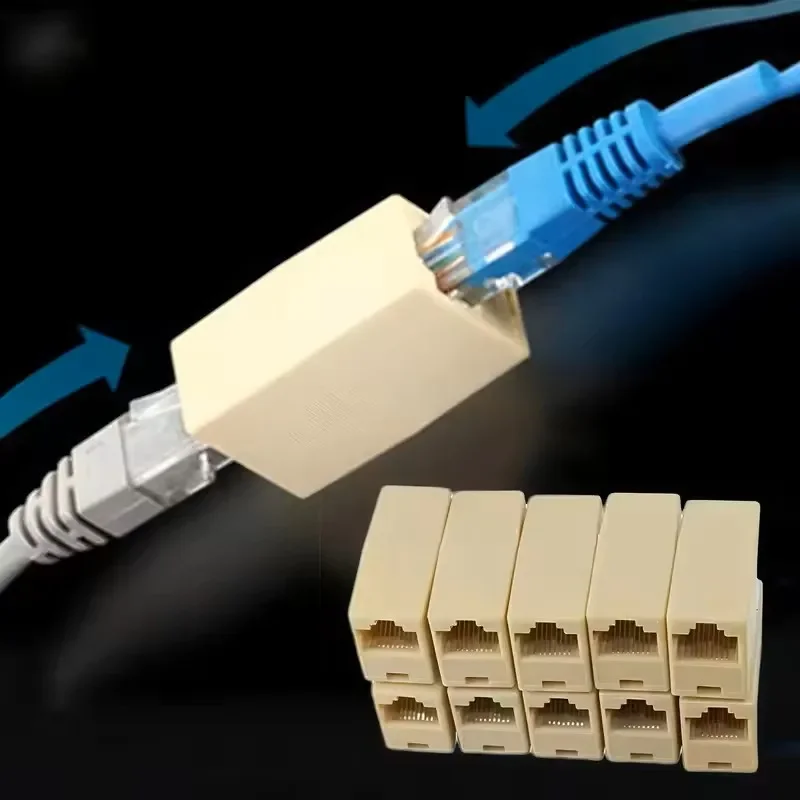 10Pcs 네트워크 이더넷 듀얼 스트레이트 헤드 Lan 케이블 조이너 커플러 익스텐더 플러그 네트워크 케이블 커넥터