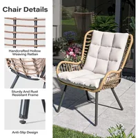 Outdoor Bistro Set, Small Patio Furniture Set with Coffee Table and Thick Cushions, Front Porch Furniture for Lawn, Garden 4