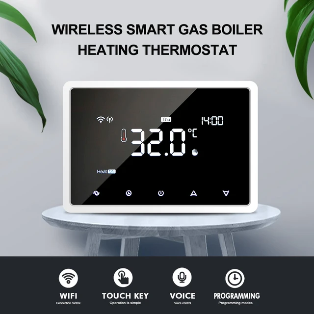 Termostato inteligente WiFi RF inalámbrico, controlador de temperatura de  calefacción para caldera de Gas colgado en la pared, funciona con Alexa y  Google Home - AliExpress