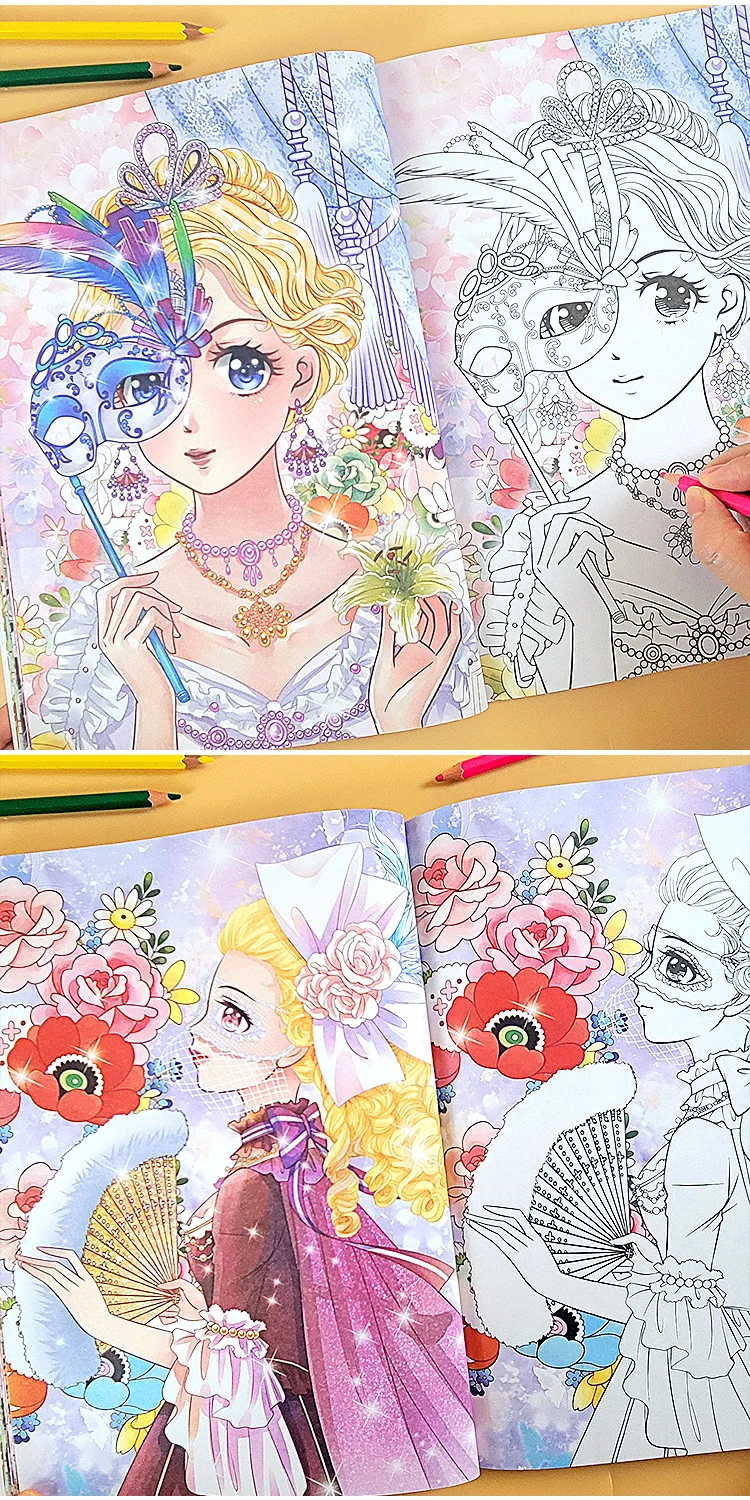 Kinder Manga Mädchen Färbung Bücher Null Basierend Vielzahl Prinzessin Kleider Malbuch Kinder Lernen Zeichnung Voller Leben Farbe Buch – Detail 17
