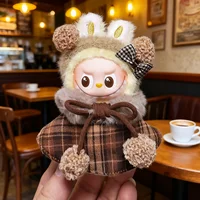 Vêtements de poupée en peluche pour Mini Labubu 4.0, série Love, vêtements de noël, robe classique à grille, ensemble cape 3
