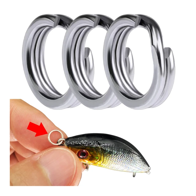 10/30/60pcs Stainless steel fishing split Rings flat fishing swivel knot  lure double ring fishing