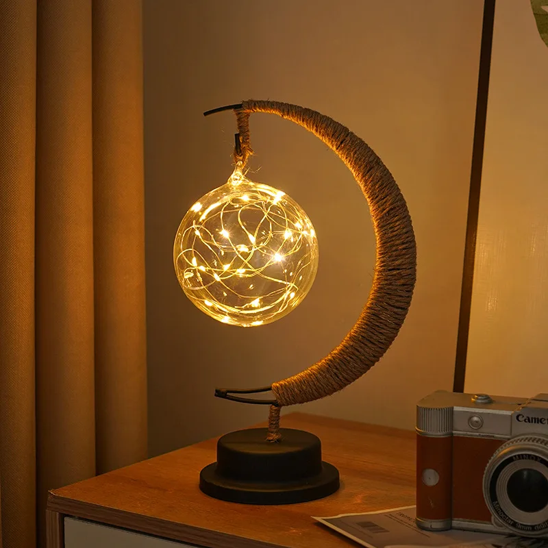 

LED Iron Moon Lamp Orb Lamp Holiday Decoration Lamp Ramadan Home Decoration Table Lamp Ambient Modeling Lamp Gift Party Supplies