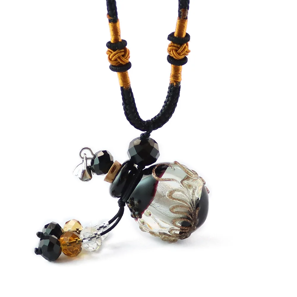 Women Necklace Handmade Lampwork Essential oil bottle Pendant Necklace for Women Jewelry Gifts Fashion Black Color Murano Glass Necklace