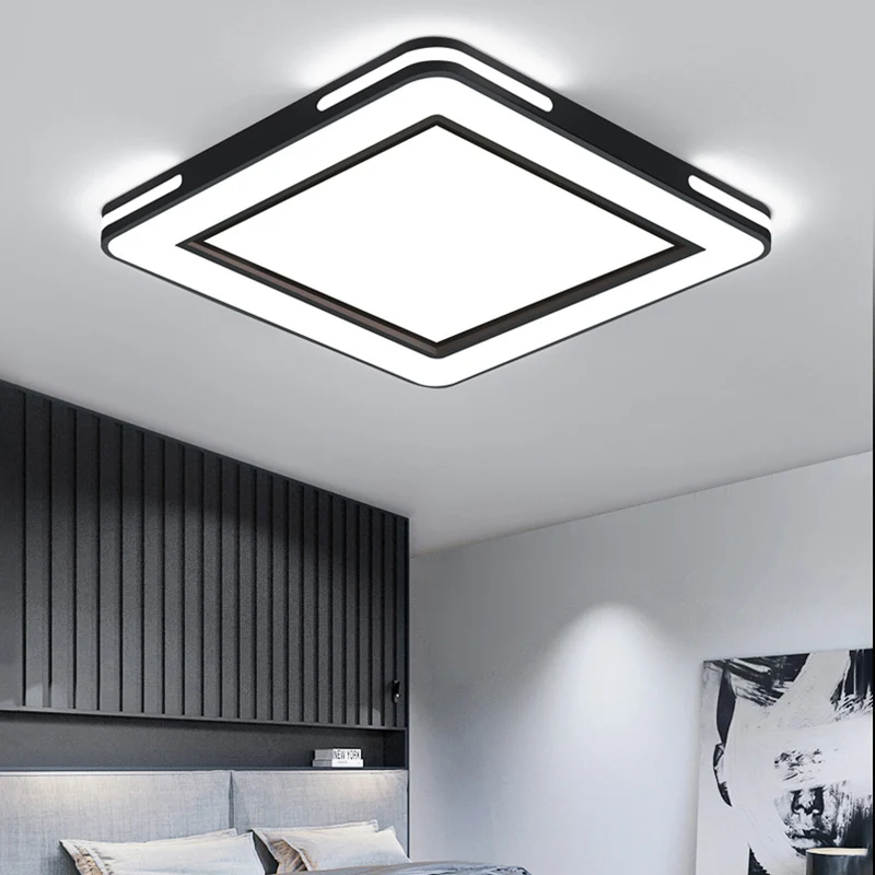 

Home Bedroom LED Lamp Modern Minimalist Square Black Nordic Ceiling Light Child Room Study Kitchen Decorative Lighting Fixture