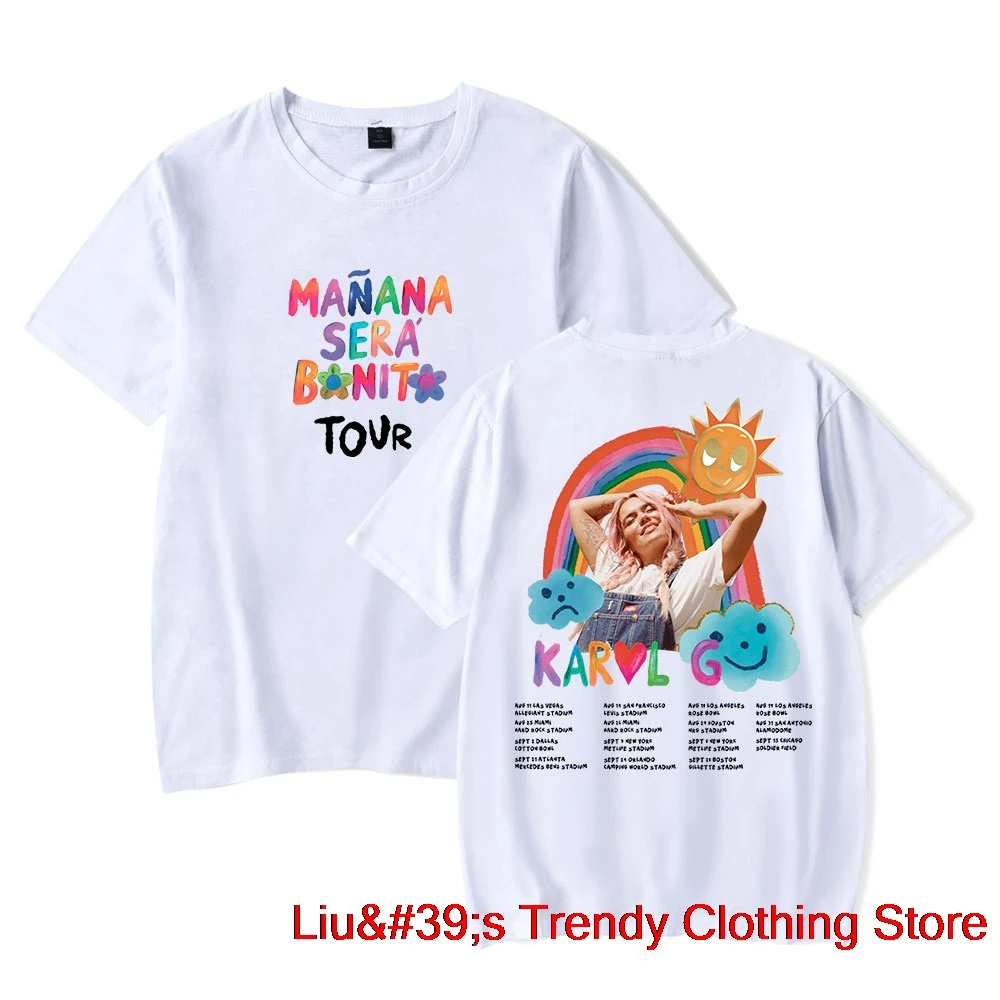 Mens cotton t shirt Karol G T-shirts Msb Tour Rainbow Tee MA&Ntilde;ANA SER&Aacute; BONITO Album Merch Print Unisex Fashion Funny Casual Short Sleeve Top
