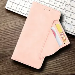 Premium Multi - card Slot Flip Leather Phone Case with Magnetic Wallet Holder and Kickstand Back Cover - Xiaomi 15T Pro (Pink)