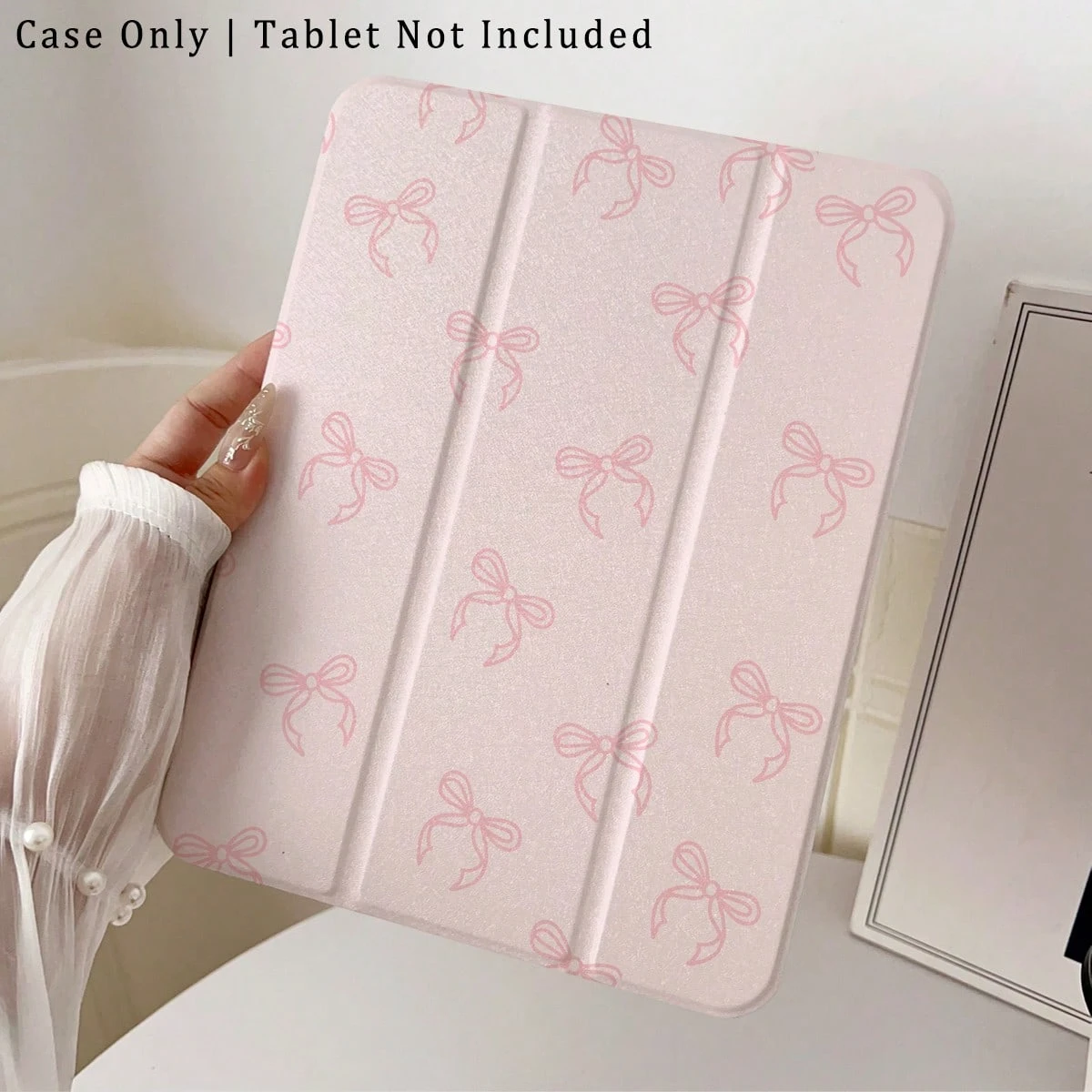 Pink Bowknot Tri-Fold Tablet Case