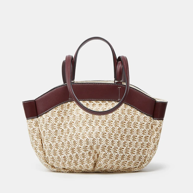 Woven Straw Bucket Tote Bag