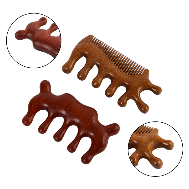 

Body Meridian Massage Comb Sandalwood Five Wide Tooth Comb Thickened Therapy Blood Circulation Anti-static Smooth Hair