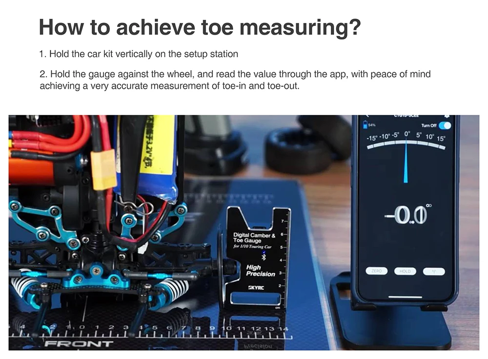 Bluetooth RC Camber Gauge 1/8 1/10 - High-Precision Wheel Alignment Tool