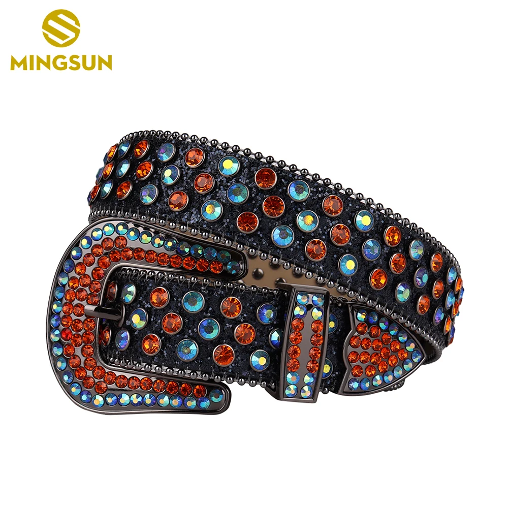 Fashion Western Cowboy Rhinestone Belt Luxury Bling Unisex Dimond Belt High Quality Genuine PU