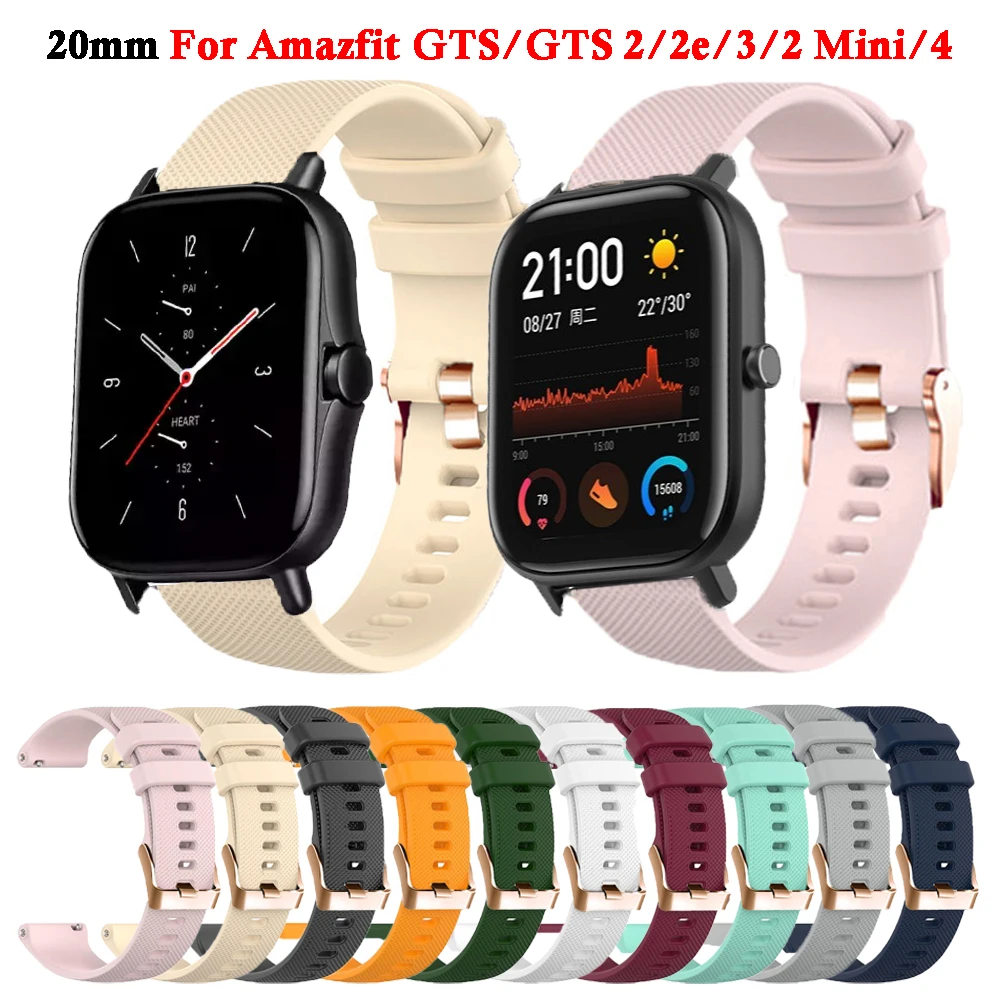 

20mm Replacement Watchband For Amazfit GTS 4 Mini/GTS4/GTS 2/3/2e/GTR 42mm Strap Silicone Sport Bracelet Amazfit Bip 3 Pro Belt