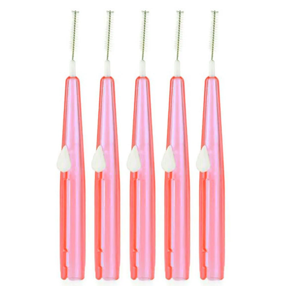 

60PCS Push-pull Type Interdental Floss Pick Dental Care Flossers (Pink)