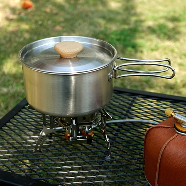 Outdoor Stainless Steel Camping Pot Set Practical Pot And Pan Cook Set For Climbing Outdoor Stainless Steel Camping Pot Set Practical Pot And Pan Cook Set For Climbing