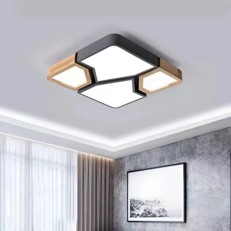 Geometric Design Wooden LED Ceiling Light Modern Living Room Bedroom Kitchen Children's Room Home Decoration Lighting Fixtures led ceiling light,ceiling light