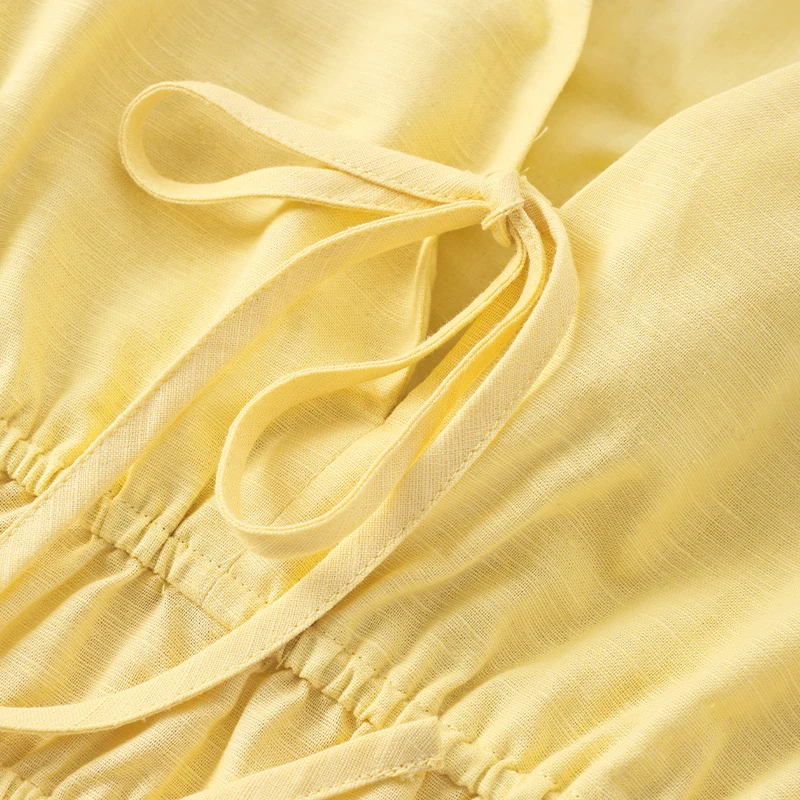 المرأة التعادل القطن الكتان الجبهة قفطان فستان ربي...