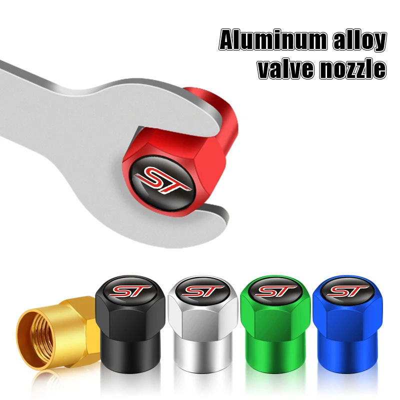 Tire Valve Caps 4pcs Car Wheel Tire Valve Stem Caps Airtight Cover For Ford St Line Focus X 2 3 Mondeo Fiesta Kuga Mk2 Mk3 Mk4 Auto Accessories