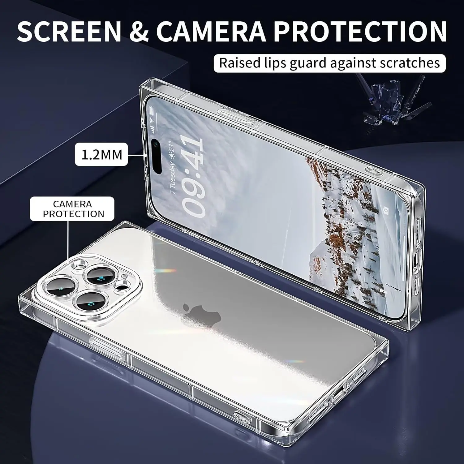 Square Transparent Phone Case - Sleek and Durable Protective Cover