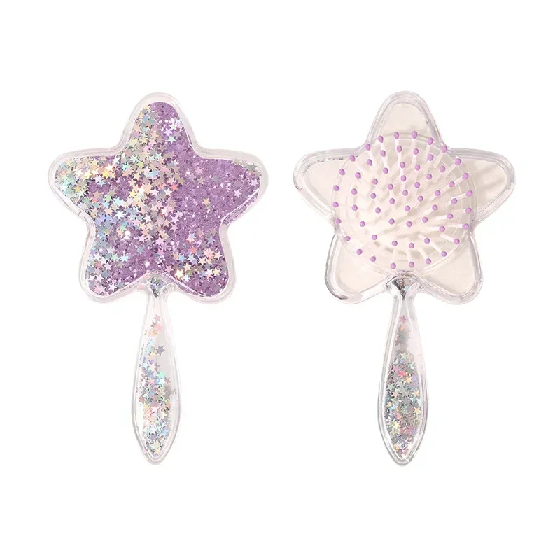 1 Piece Creative Design Baby Brush for Toddler Girl Sweet Five-pointed Star Sequins Hair Comb Portable Kids Girl Hairbrush