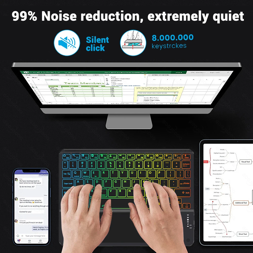 Wireless Keyboard Case with Free Mouse